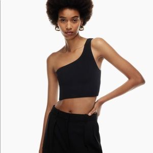 Aritzia Babaton one shoulder sculpt knit tank in light blue